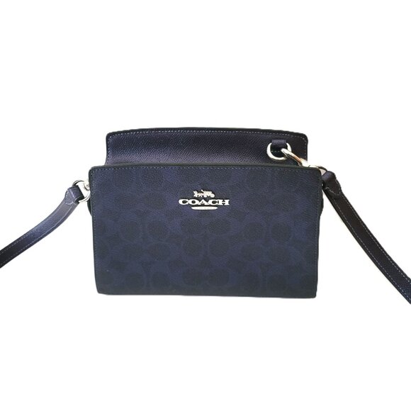 Coach CCK70 Gia Crossbody Metallic Signature Blue Navy - Picture 2 of 7